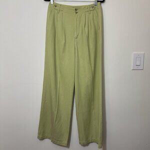 Madewell The Harlow Wide-Leg Pant Women’s Size 4 Linen Blend Lime Green